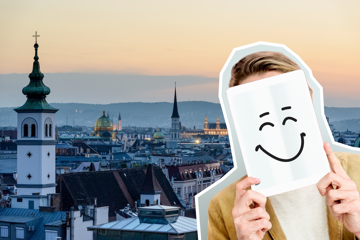 Ein Student ist glücklich, dass er vom Land in die Stadt (nach Wien) gezogen ist.